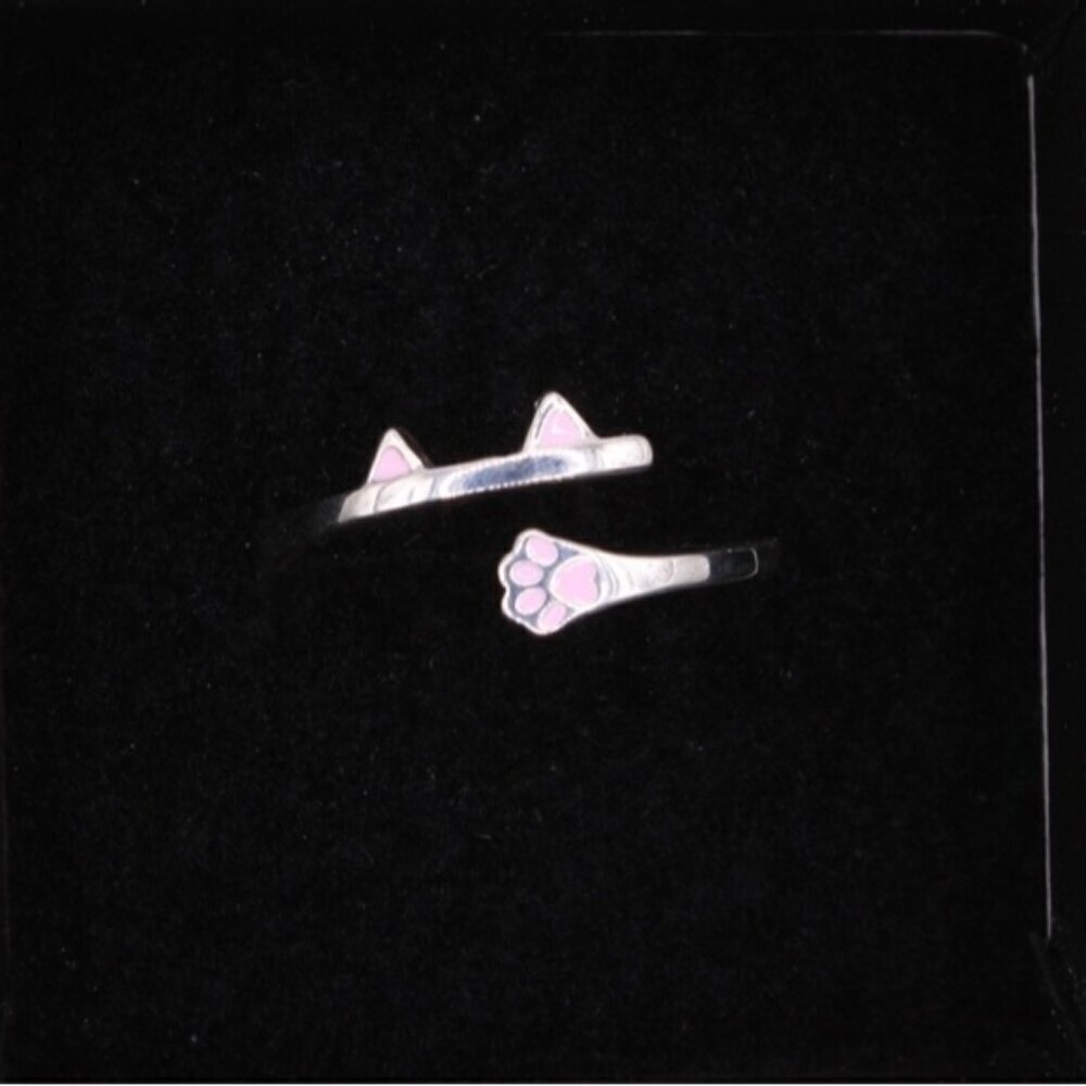 925 Sterling Silver Pet Cat Kitty Paw Ring